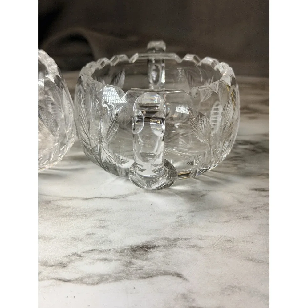America Brilliant Period Style Cut Crystal Cream and Sugar Set Sunflower (3027)
